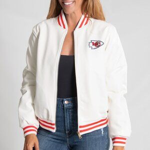 NFL Kansas City Chiefs White Vegan Leather Jacket